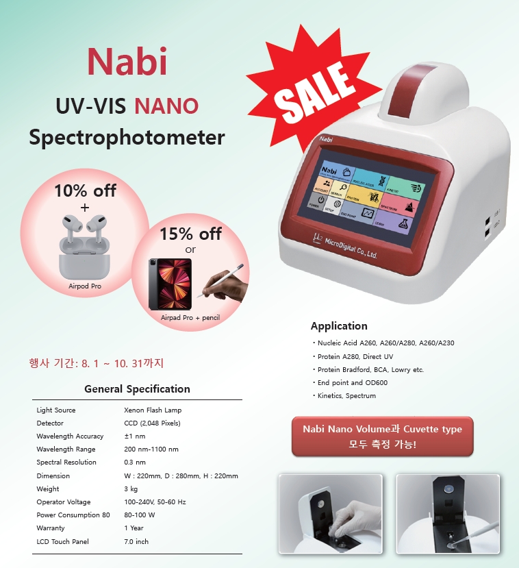 [마감] NABI UV-VIS Nano Spectrophotometer promotion