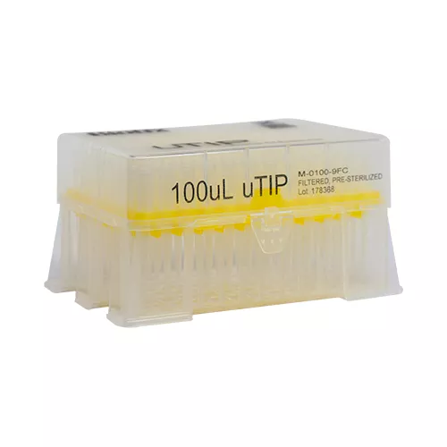  uTIP Universal Pipette Tips 100 μL Racked, Filtered, Sterilized