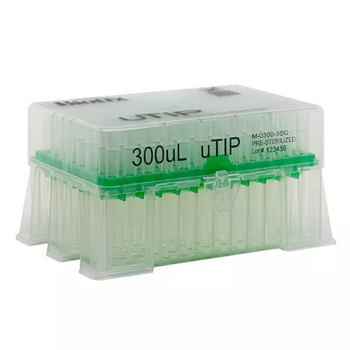 uTIP Universal Pipette Tips 300 μL Racked, Sterilized
