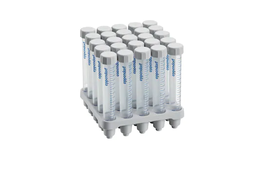 [0030122160] Eppendorf Conical Tubes, 15 mL with PP rack, Sterile, pyrogen-, DNase-, RNase-, human and bacterial DNA-free, colorless, 500 tubes (20 racks × 25 tubes)