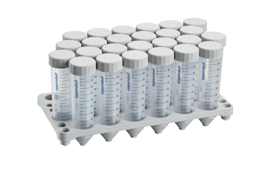 [0030122186] Eppendorf Conical Tubes, 50 mL with PP rack, Sterile, pyrogen-, DNase-, RNase-, human and bacterial DNA-free, colorless, 300 tubes (12 racks × 25 tubes)