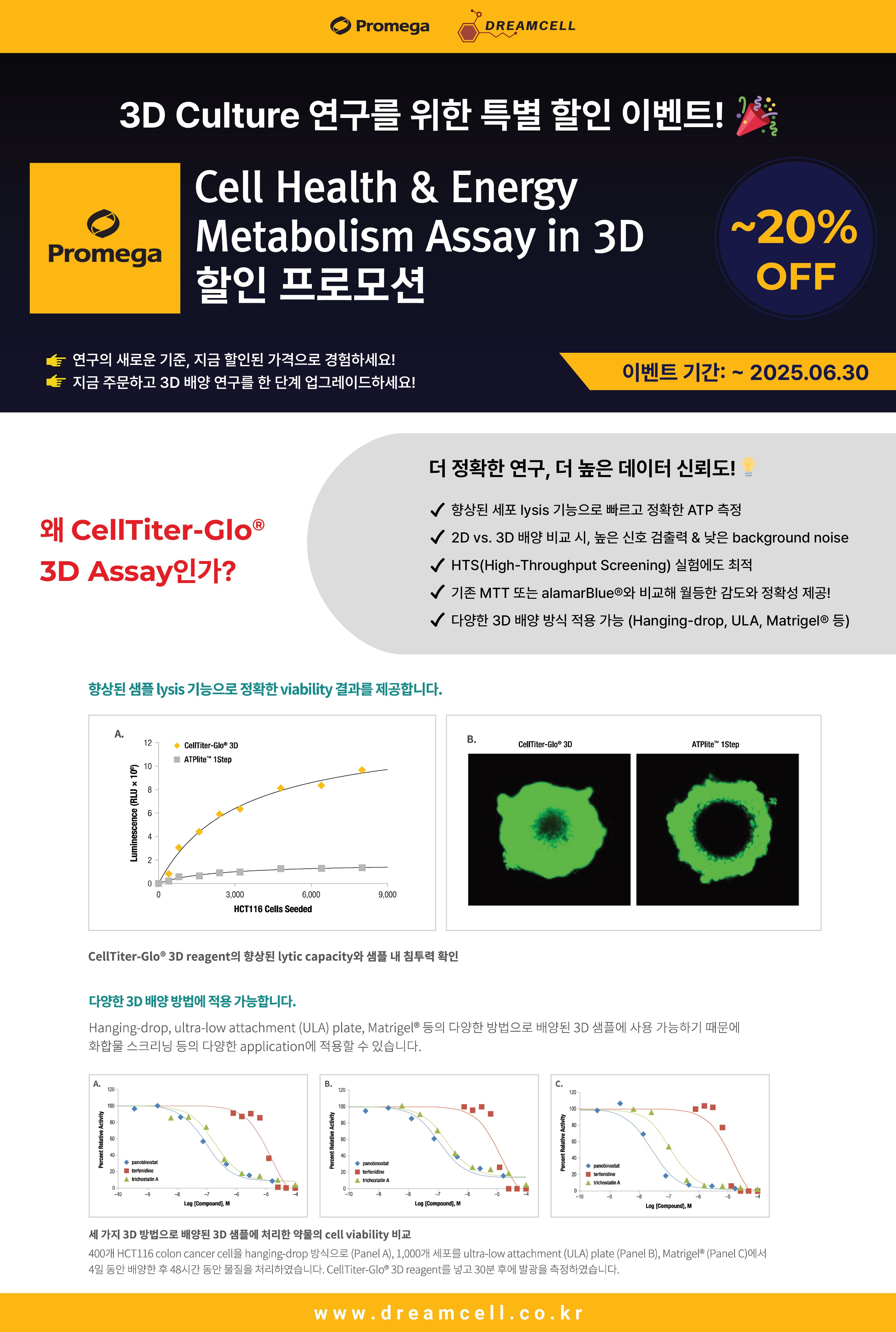 [Promega]Cell Health & Energy me<x>tabolism  Assay in 3D 20% 할인 프로모션!(~6/30)